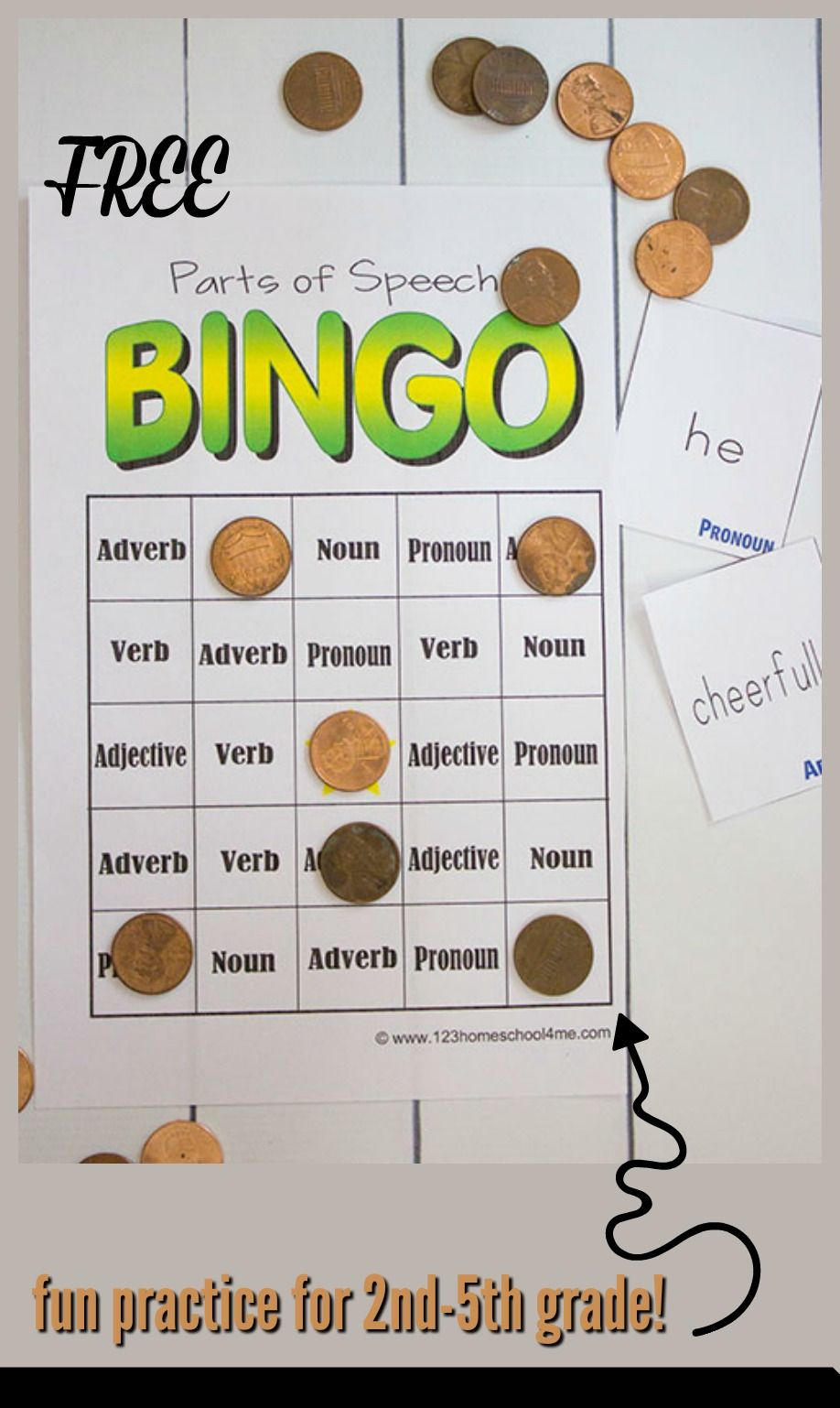 Free Parts Of Speech Game | Kindergarten | Parts Of Speech, Parts Of - Free Printable Parts Of Speech Bingo