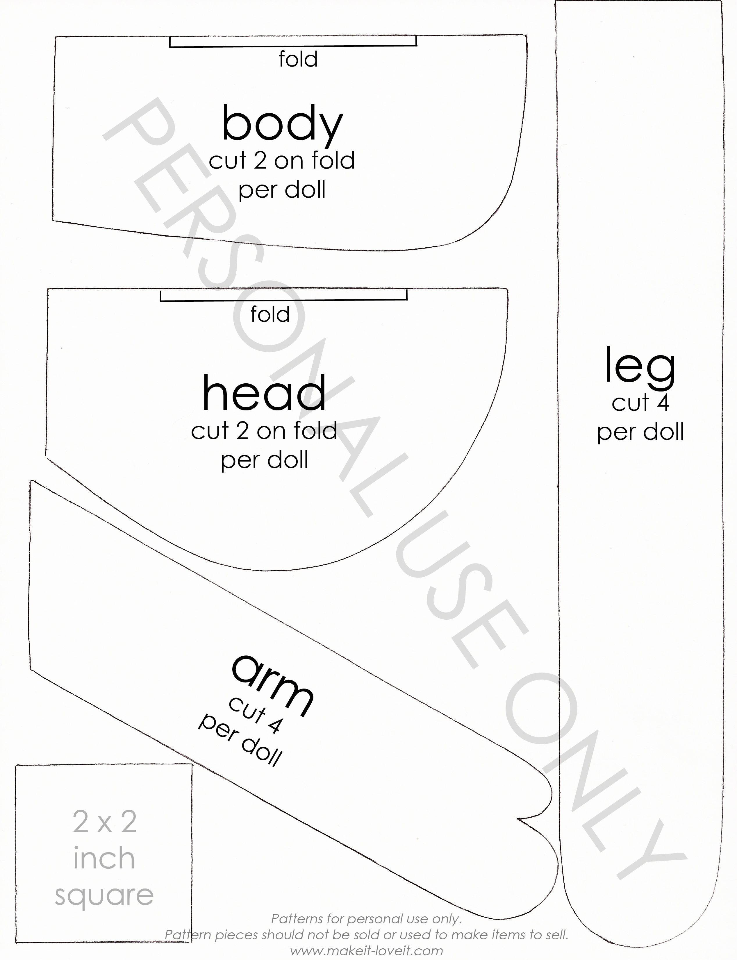 Free Pattern Pieces | Doll | Pinterest | Doll Sewing Patterns - Free Printable Cloth Doll Sewing Patterns