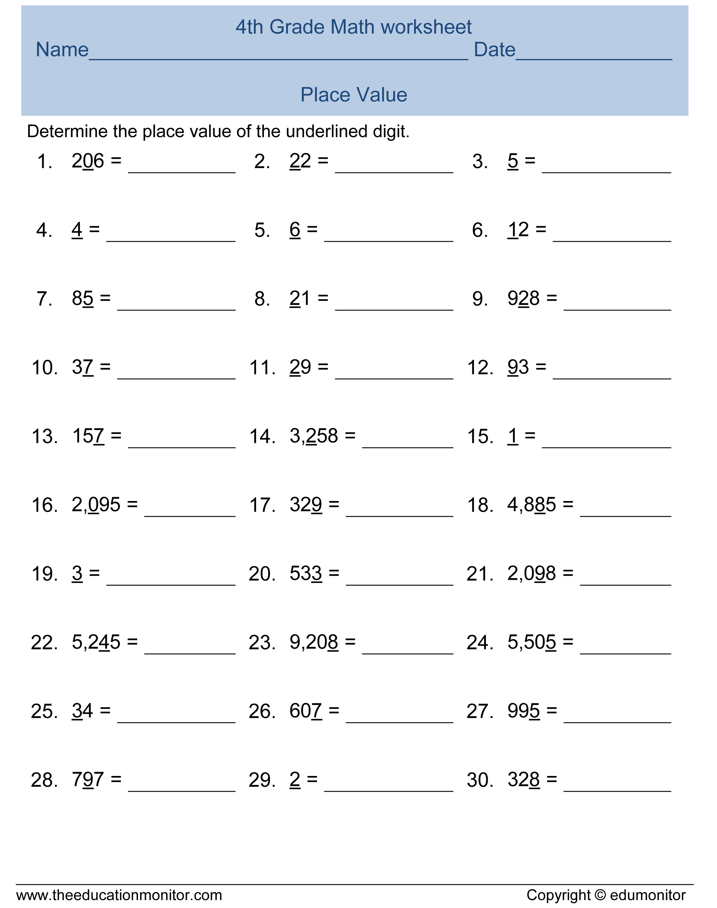 Free Place Value Worksheet - Free Printable Place Value Worksheets