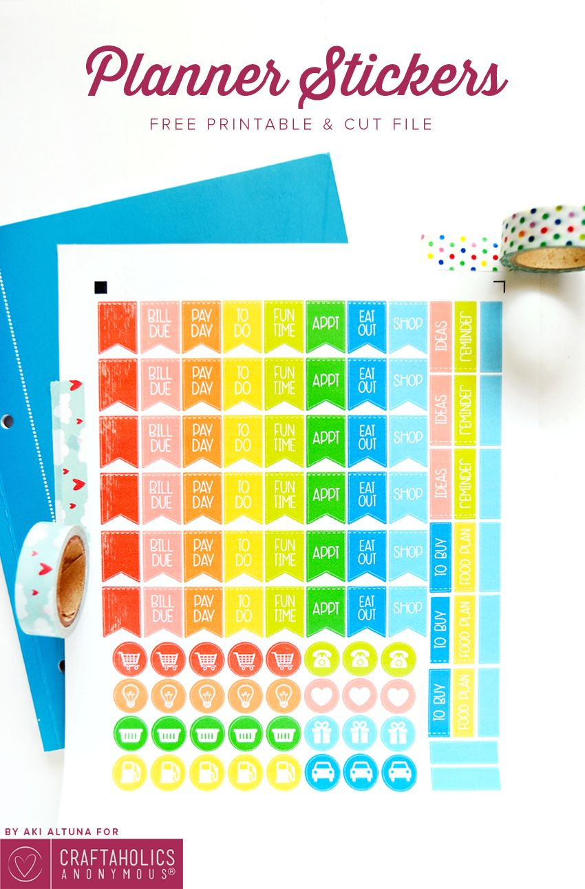 Free Planner Stickers Printable + Svg Cut File | Silhouette Planners - Free Printable Keyboard Stickers