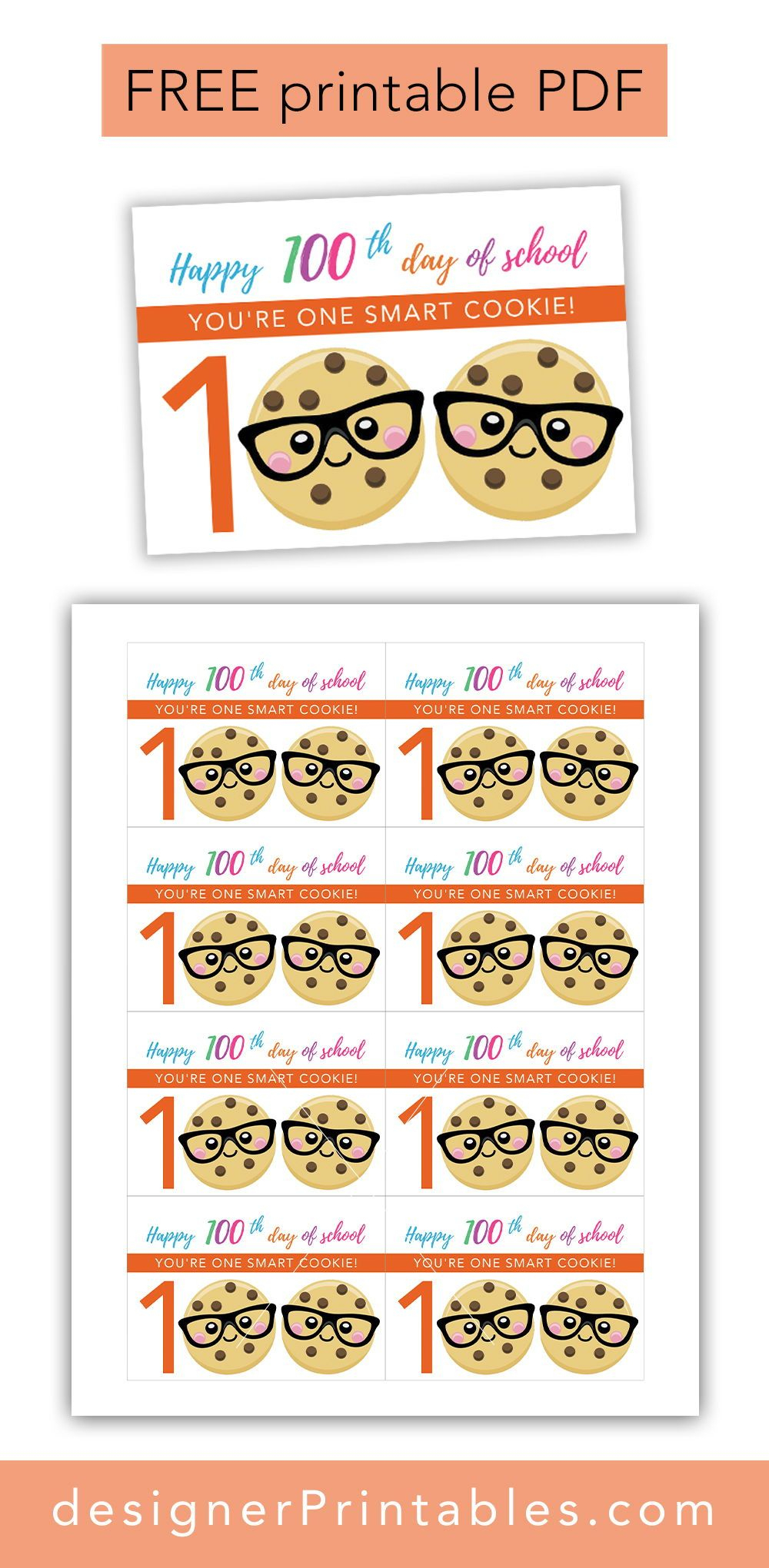 Free Printable: 100Th Day Of School - One Smart Cookie | Free - 100Th Day Of School Printable Glasses Free