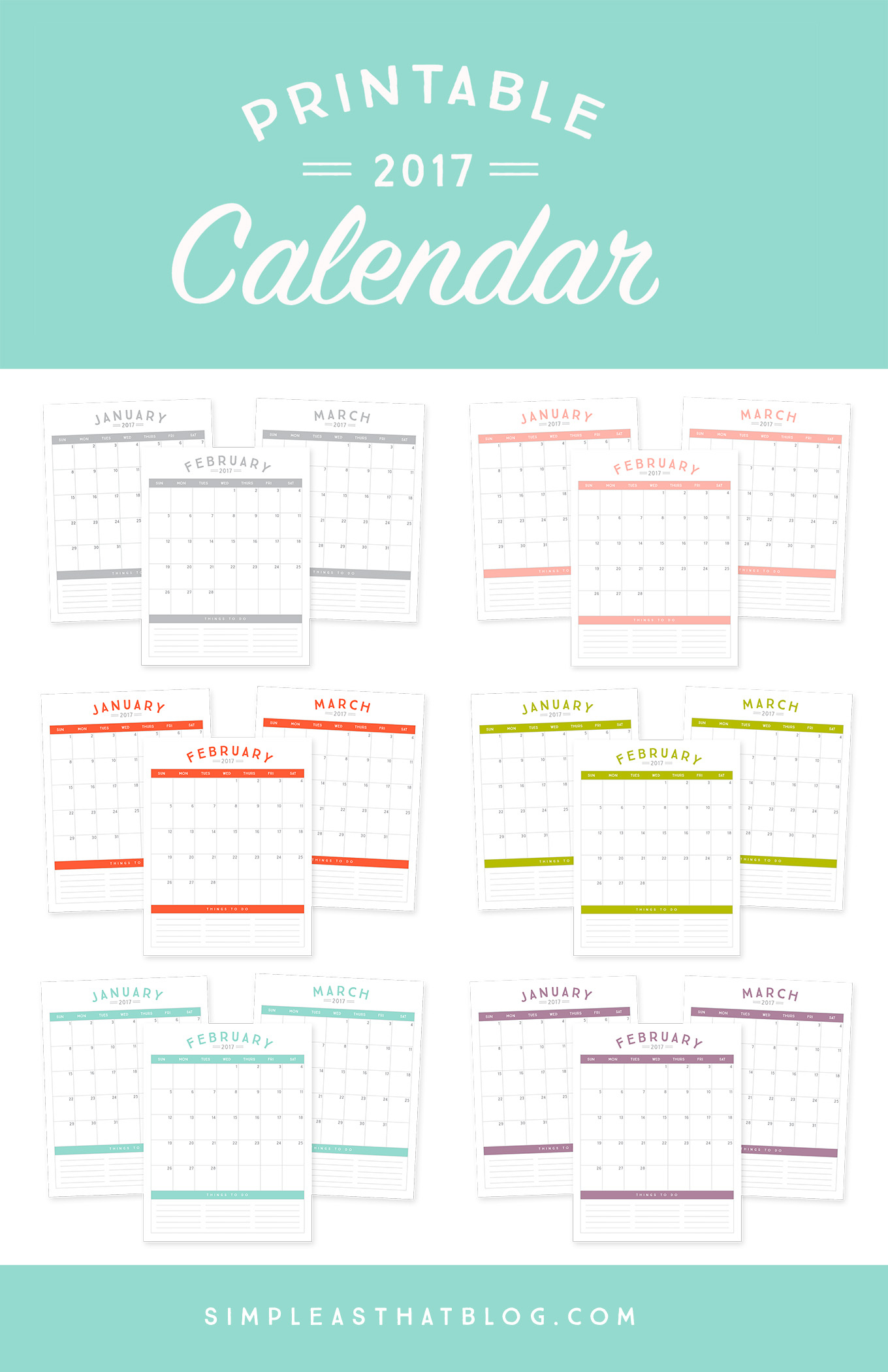 Free Printable 2017 Calendar - Free 2017 Printable