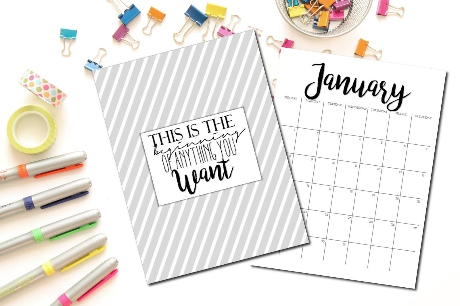 Free Printable 2017 Monthly Calendar And Weekly Planner With Cute - Free Cute Printable Planner 2017