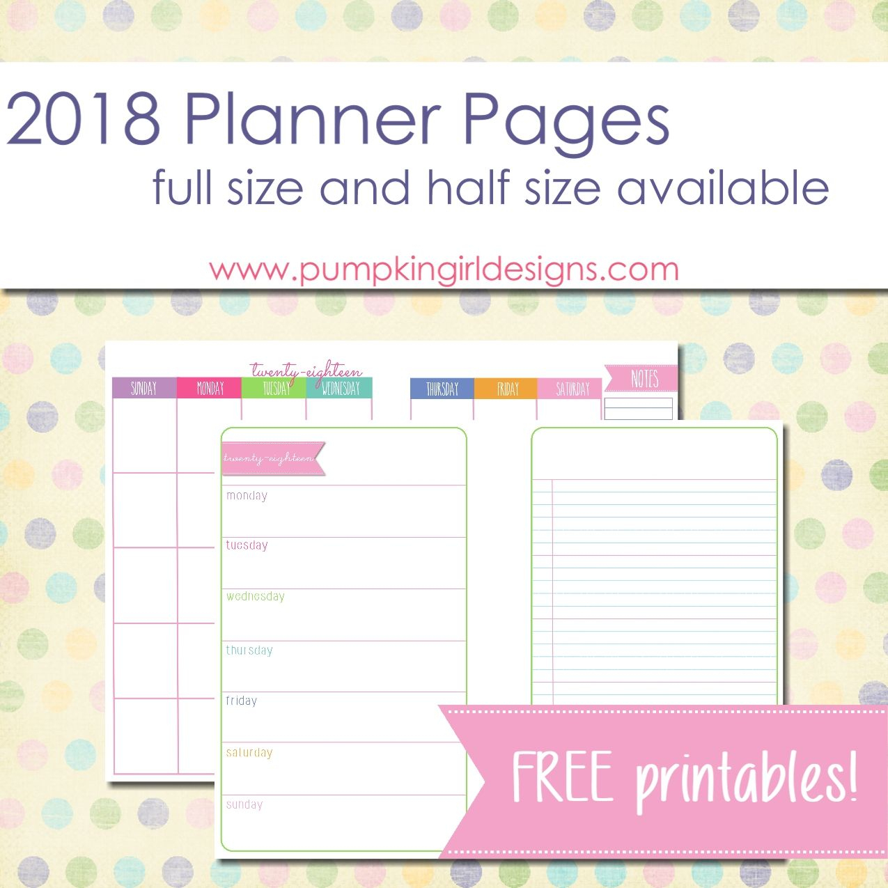 Free Printable 2018 Blank Planner Pages | Pumpkingirl Designs - Free 2018 Planner Printable
