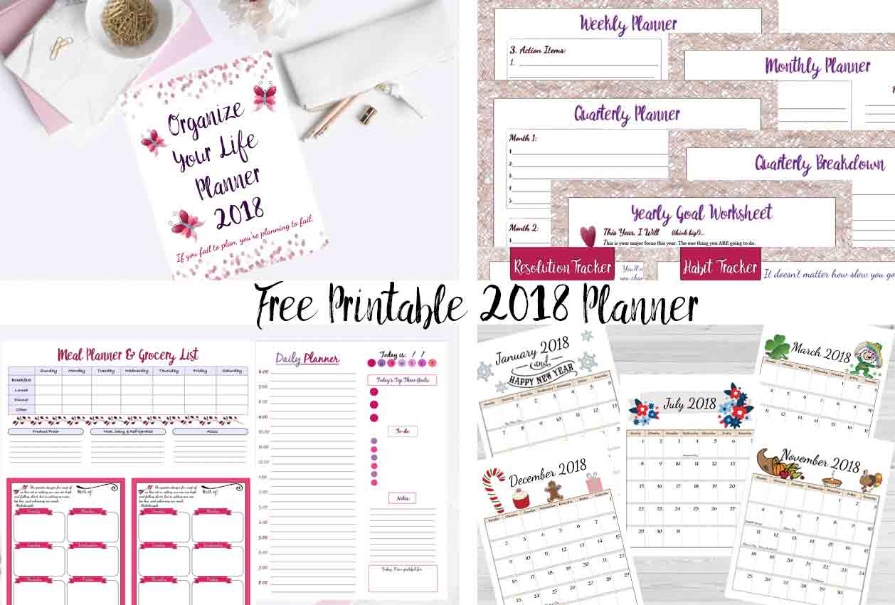 Free Printable 2018 Planner- 35+ Pages! - Free 2018 Planner Printable