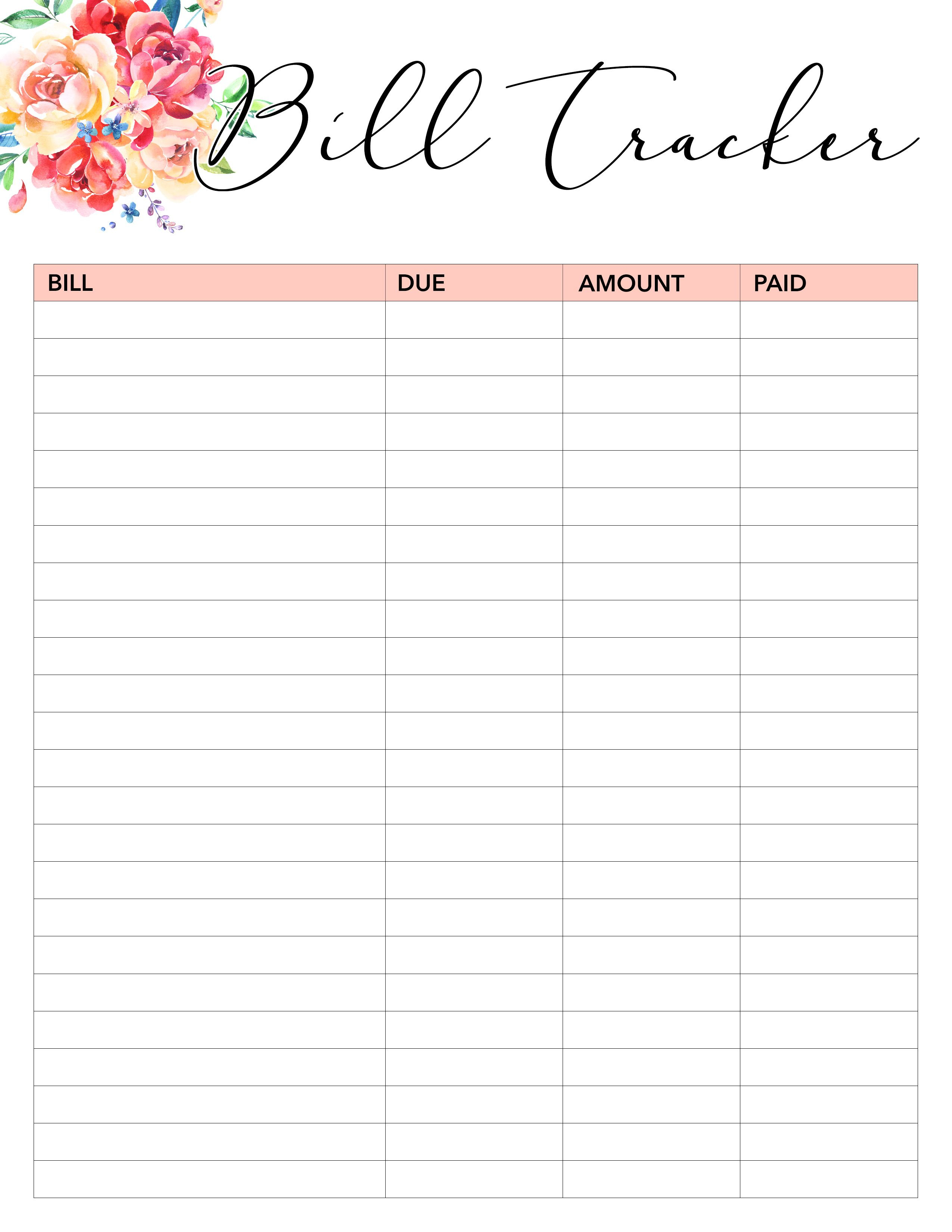 Free Printable 2018 Planner 50 Plus Printable Pages | Planner Pages - Free Printable Bill Tracker