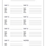 Free Printable 7 Day Travel Planner (Use To Plan Outfits   Packing   Free Printable Road Trip Planner