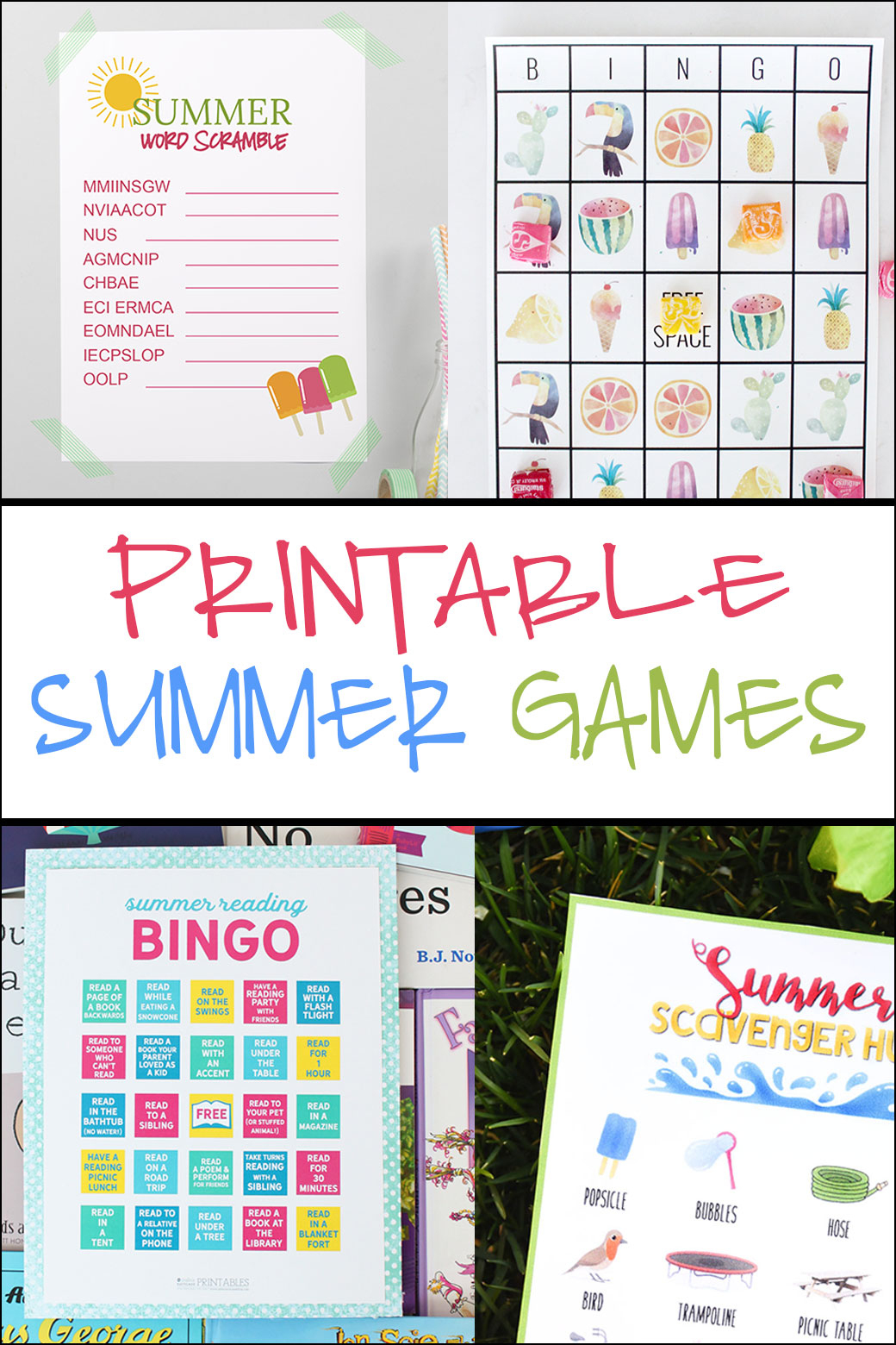 Free Printable Adorable Summer Bingo Cards - Pretty Providence - Free Printable Summer Games