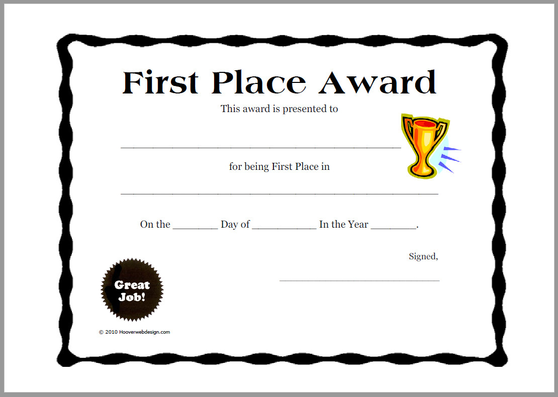 Free Printable Award Certificate Certificates For Work Awards Free