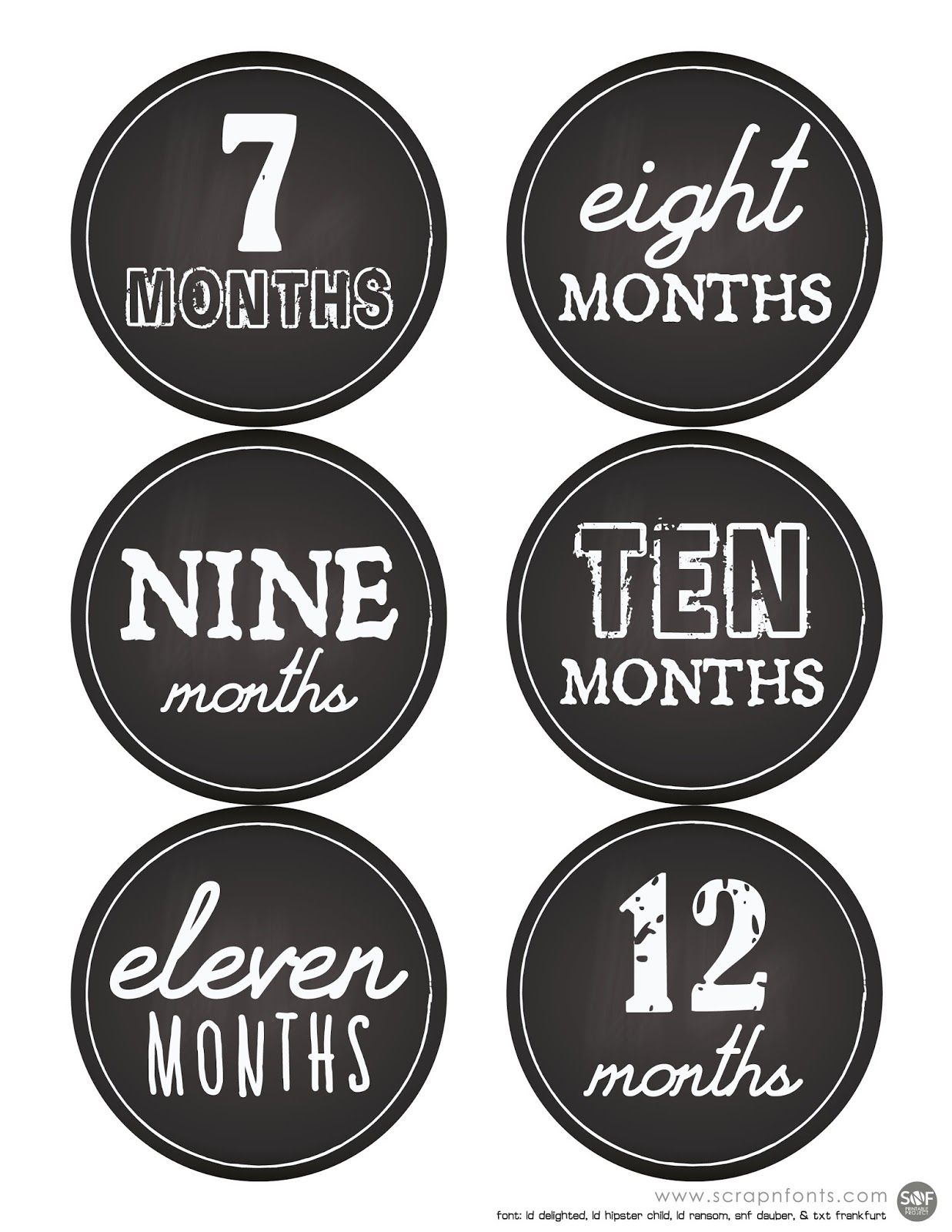 Free Printable Babies First Year Sticker Labels Or Use It To Count - Free Printable Baby Month Stickers