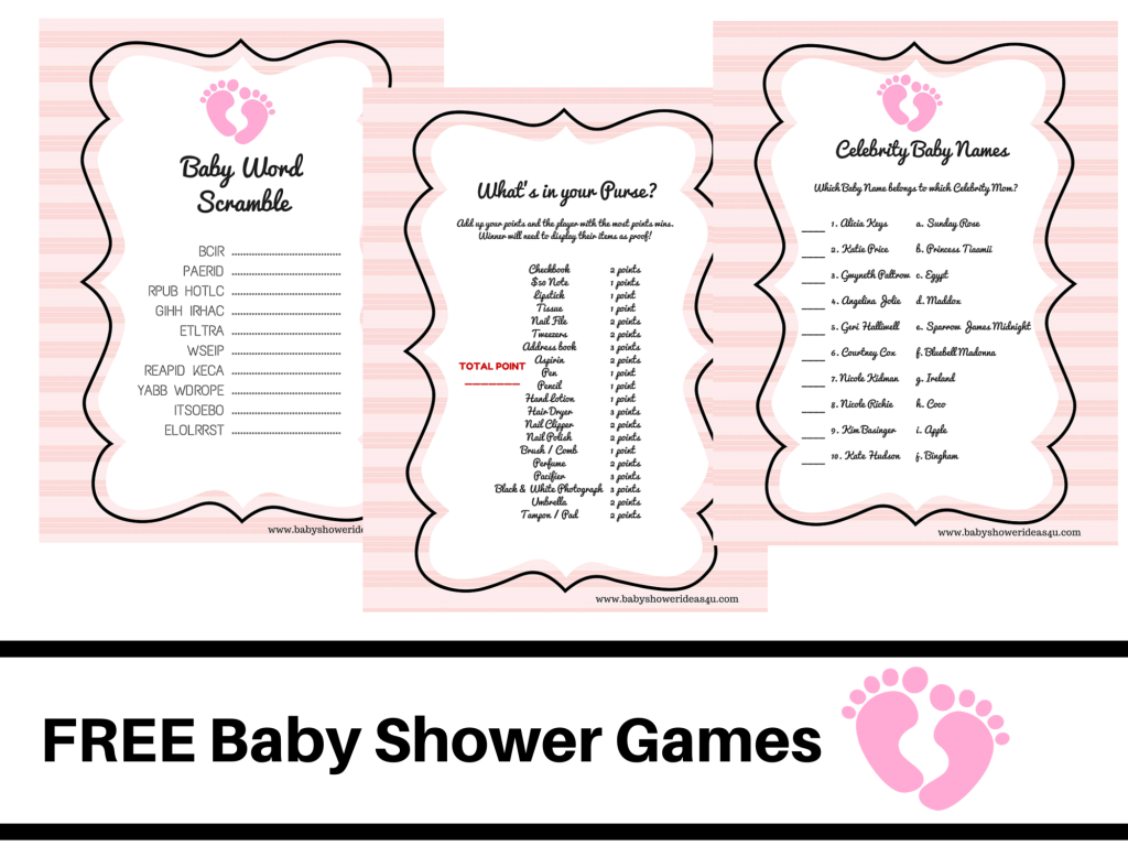 Free Printable Baby Shower Games Baby Word Scramble Baby Celebrity - Free Printable Baby Shower Game What&amp;#039;s In Your Purse