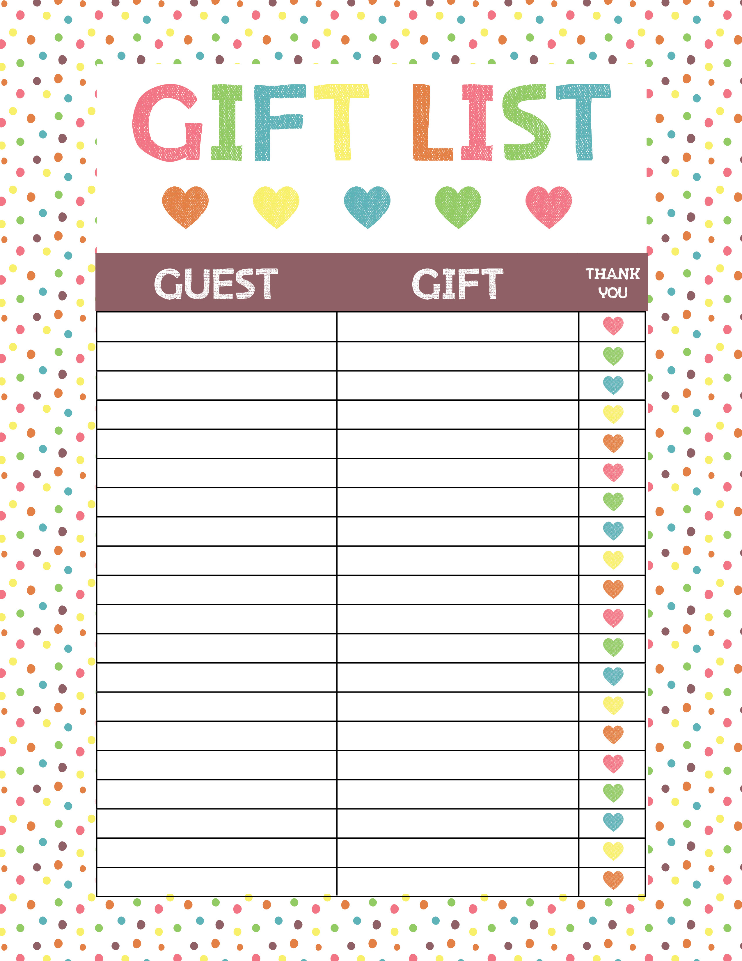 Free Printable Baby Shower Gift List • Glitter &amp;#039;n Spice - Free Printable Gift List