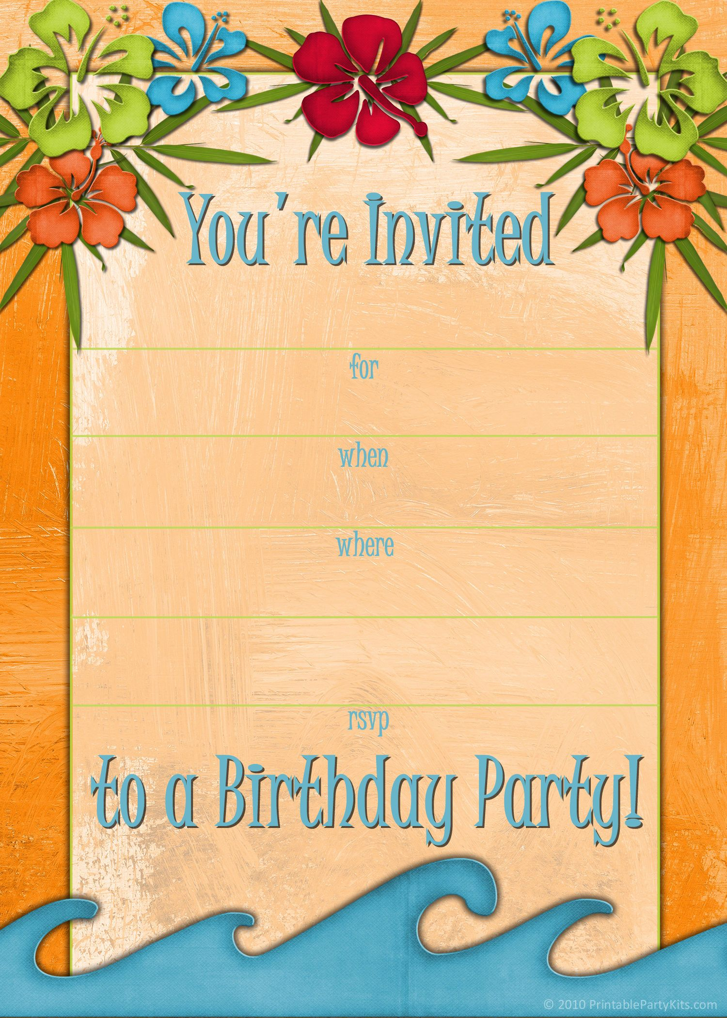 Free Printable Beach Party, Luau And Bbq Invitations Templates - Free Printable Beach Pictures