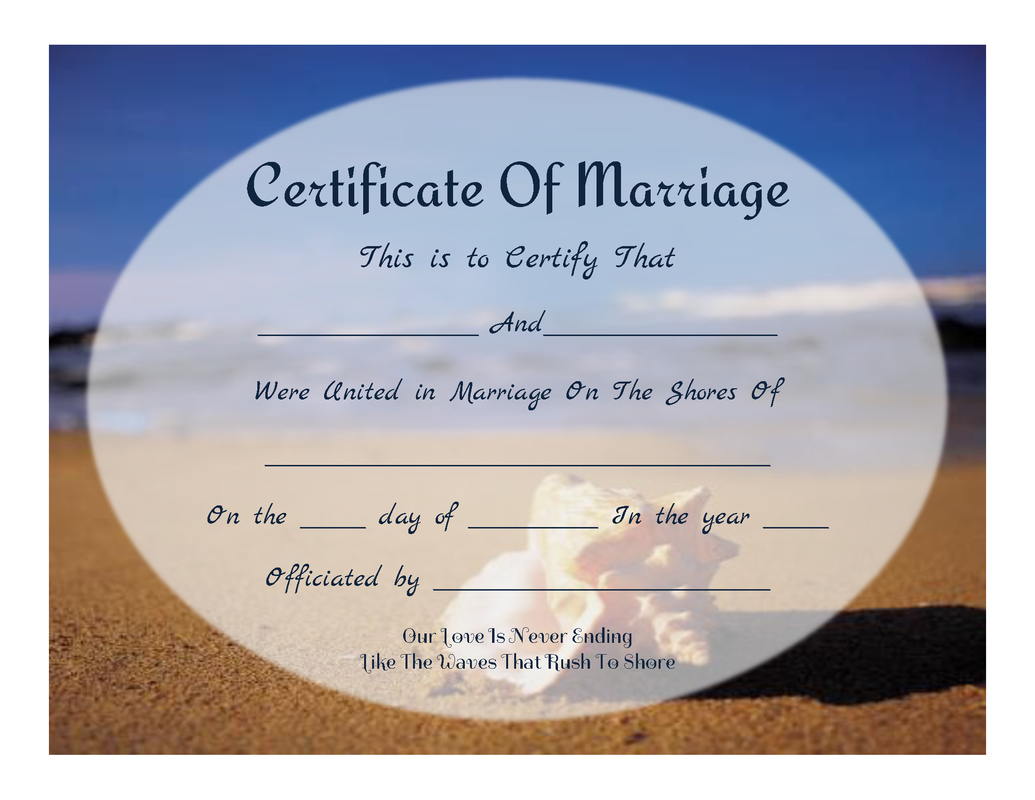 Free Printable - Beachy Keepsake Marriage Certificate | All Things - Free Printable Wedding Certificates