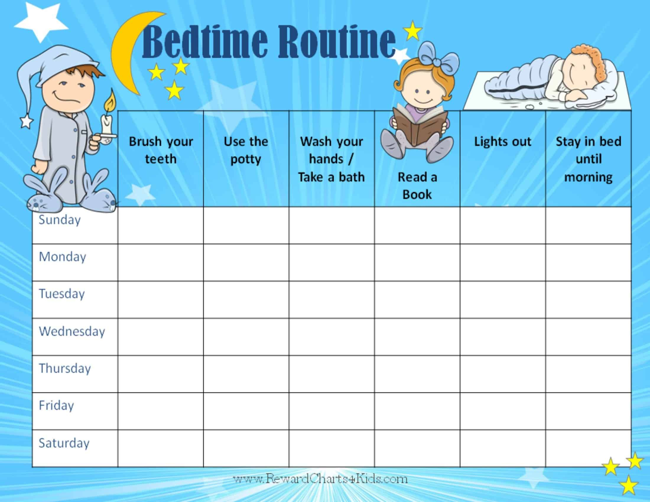 Free Printable Bedtime Routine Chart | Customize Online Then Print - Free Printable Bedtime Routine Chart