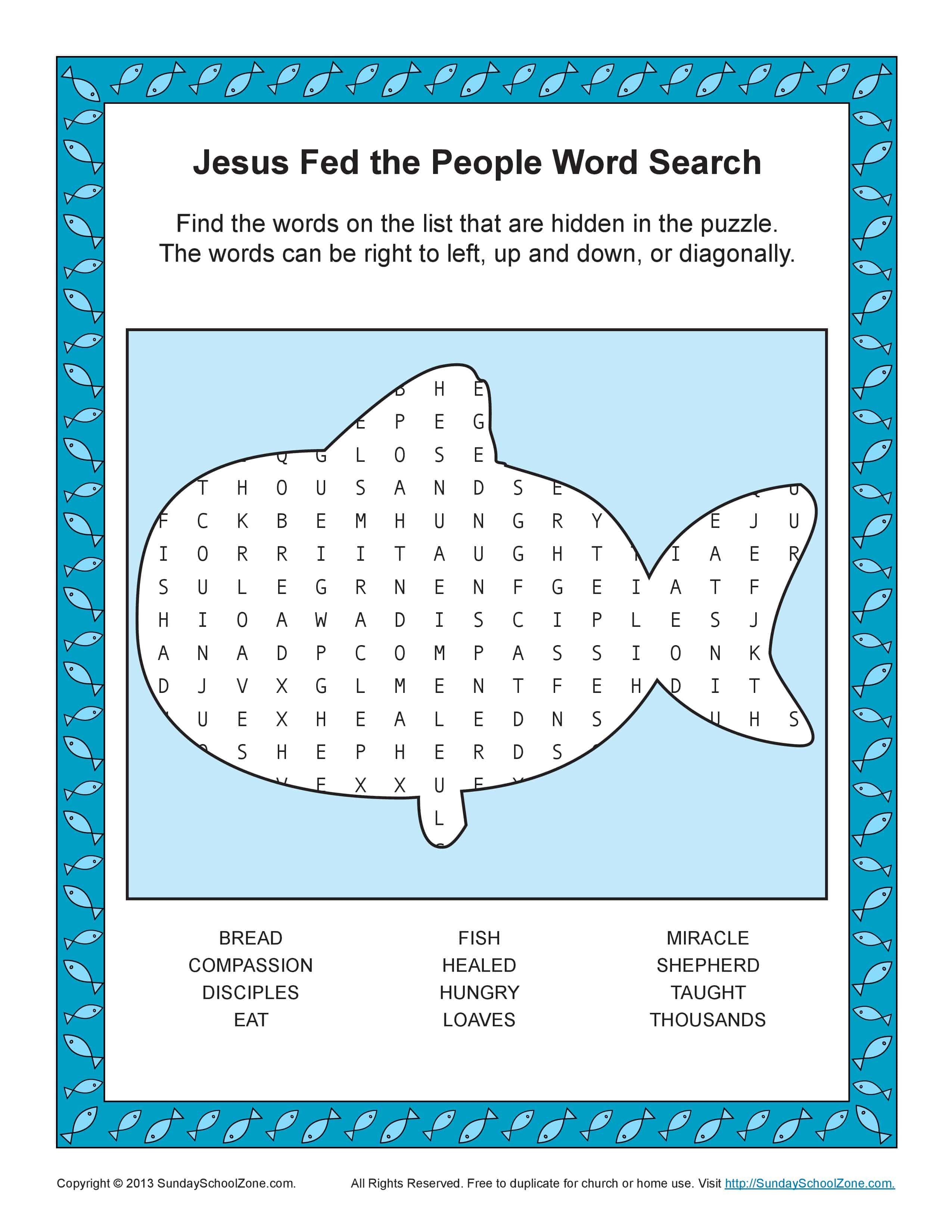 Free, Printable Bible Word Search Activities On Sunday School Zone - Free Word Search With Hidden Message Printable