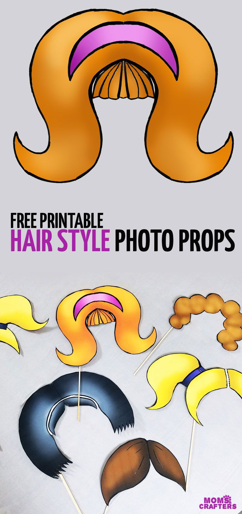 Free Printable Big Hair Photo Props! | Moms And Crafters: On The - Free Printable 70&amp;#039;s Photo Booth Props