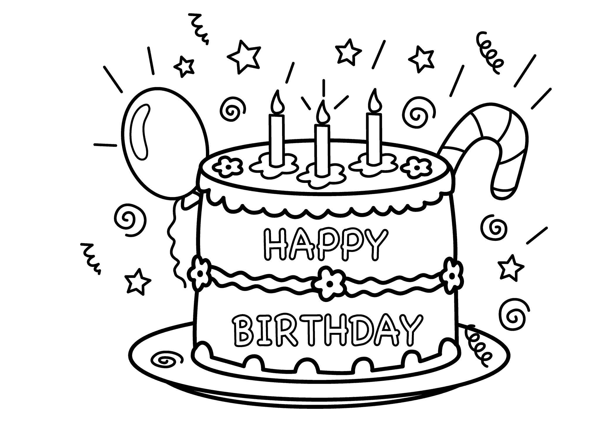 Free Printable Birthday Cake Coloring Pages For Kids - Free Printable Pictures Of Birthday Cakes