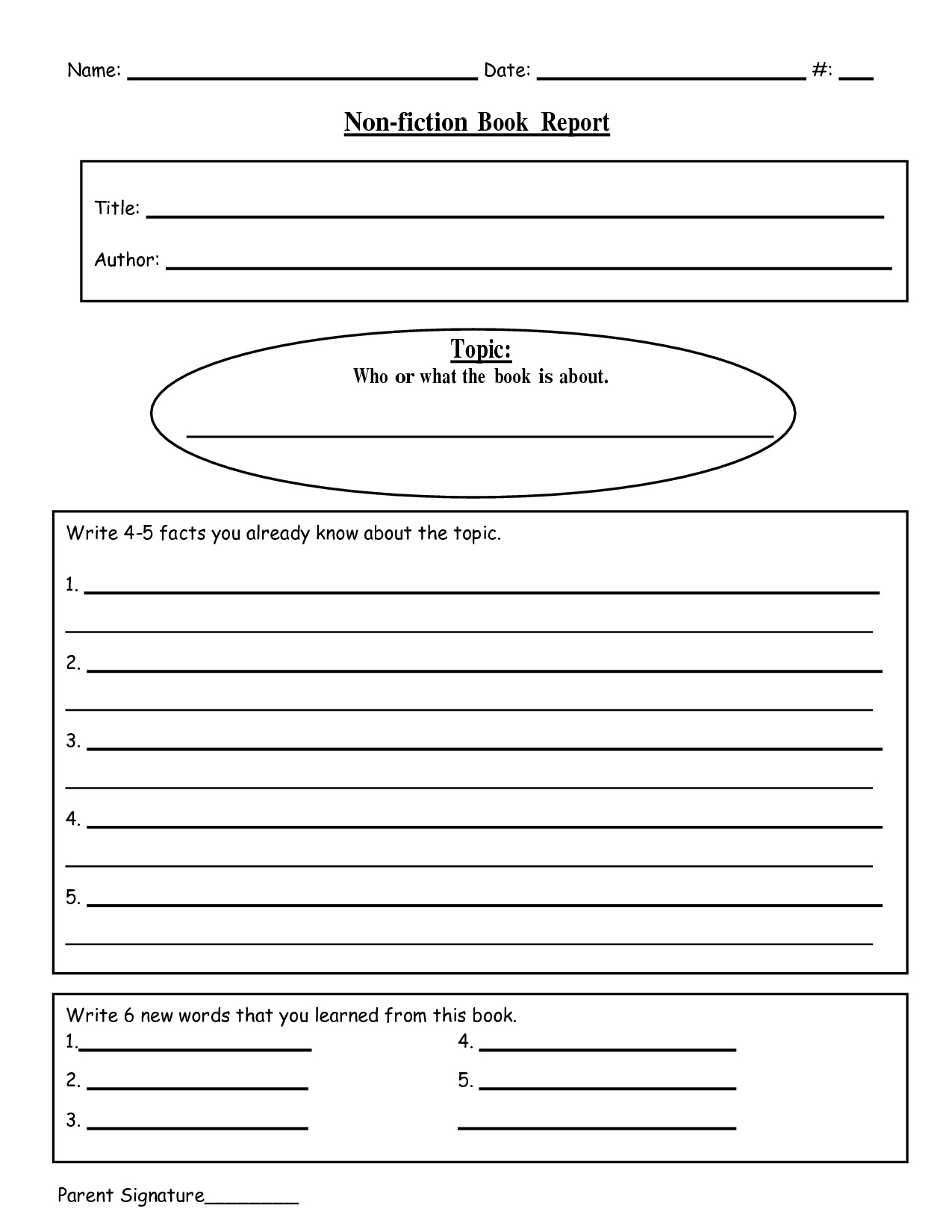 Free Printable Book Report Templates | Non-Fiction Book Report.doc - Free Printable Story Books For Grade 2