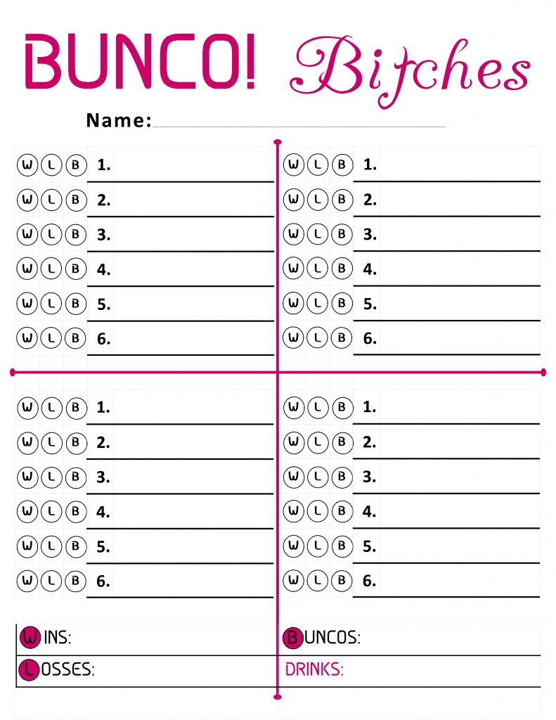 Free Printable Bunco Score Sheets | Free Printable - Free Printable Bunco Game Sheets