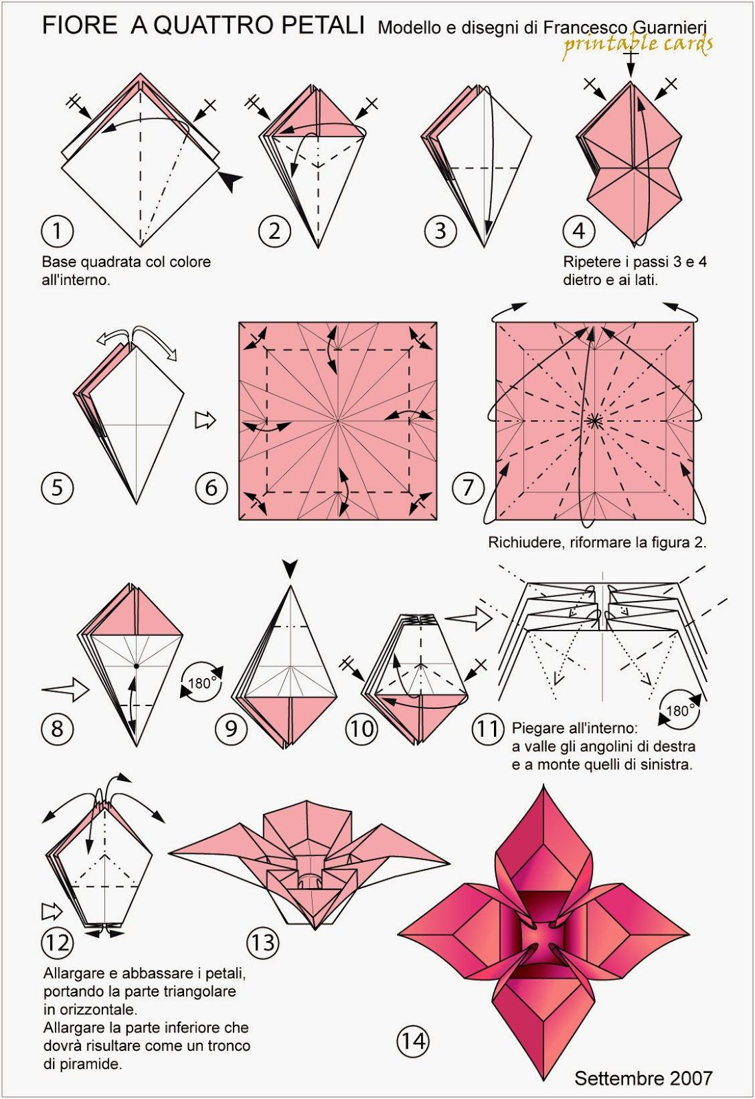 Free Printable Cards 2018: Free Printable Origami Rose | Origami - Printable Origami Instructions Free