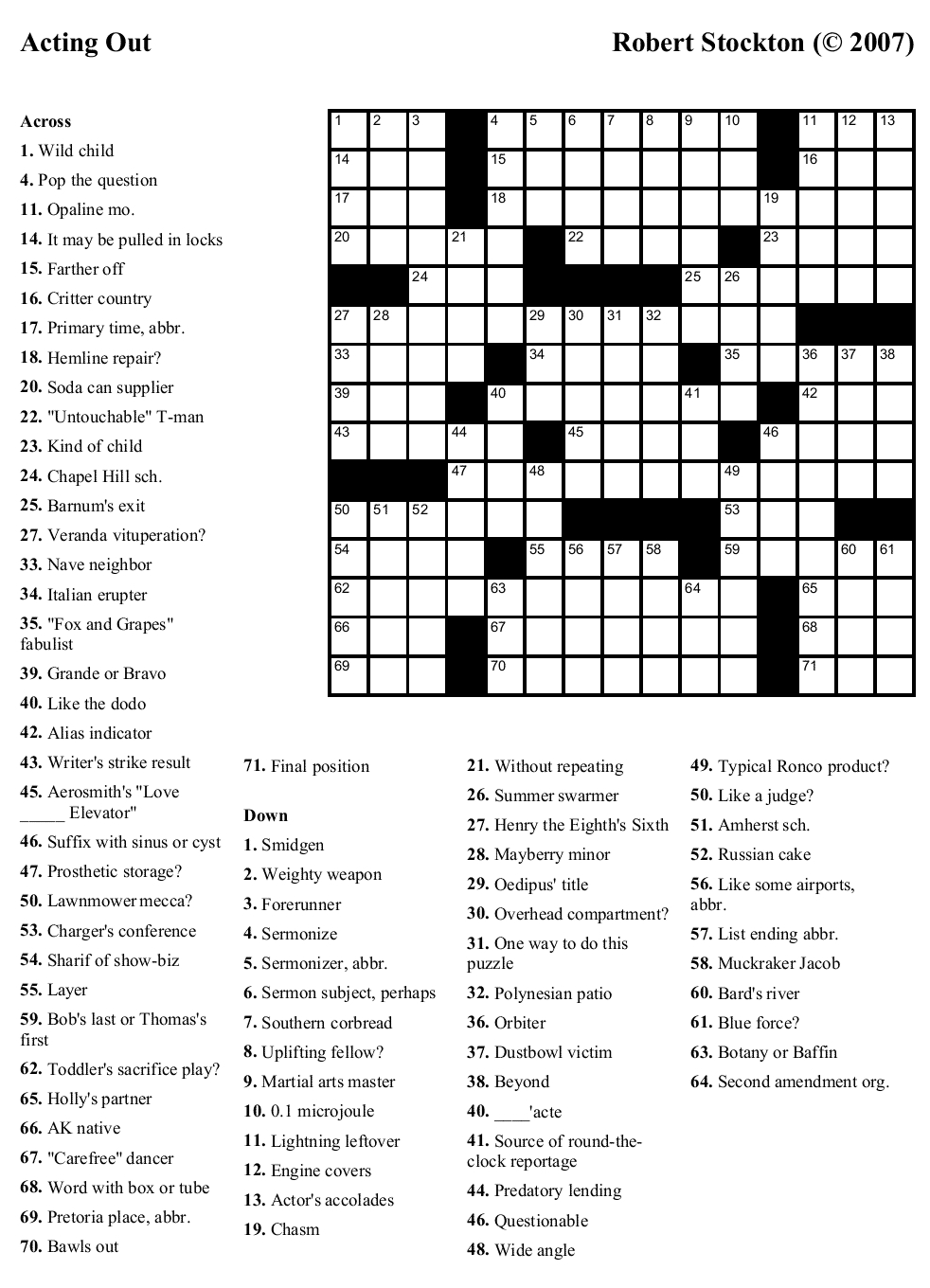 Schoolsupplies Easy Large Crossword Puzzle Printable ...