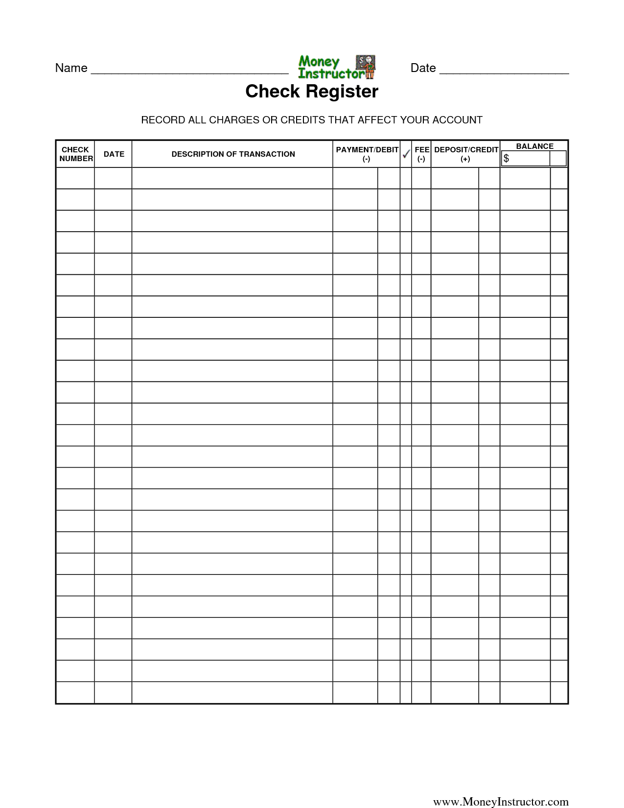 Free Printable Check Register Pdf | Budget Binder | Printable Check - Free Printable Checks Template