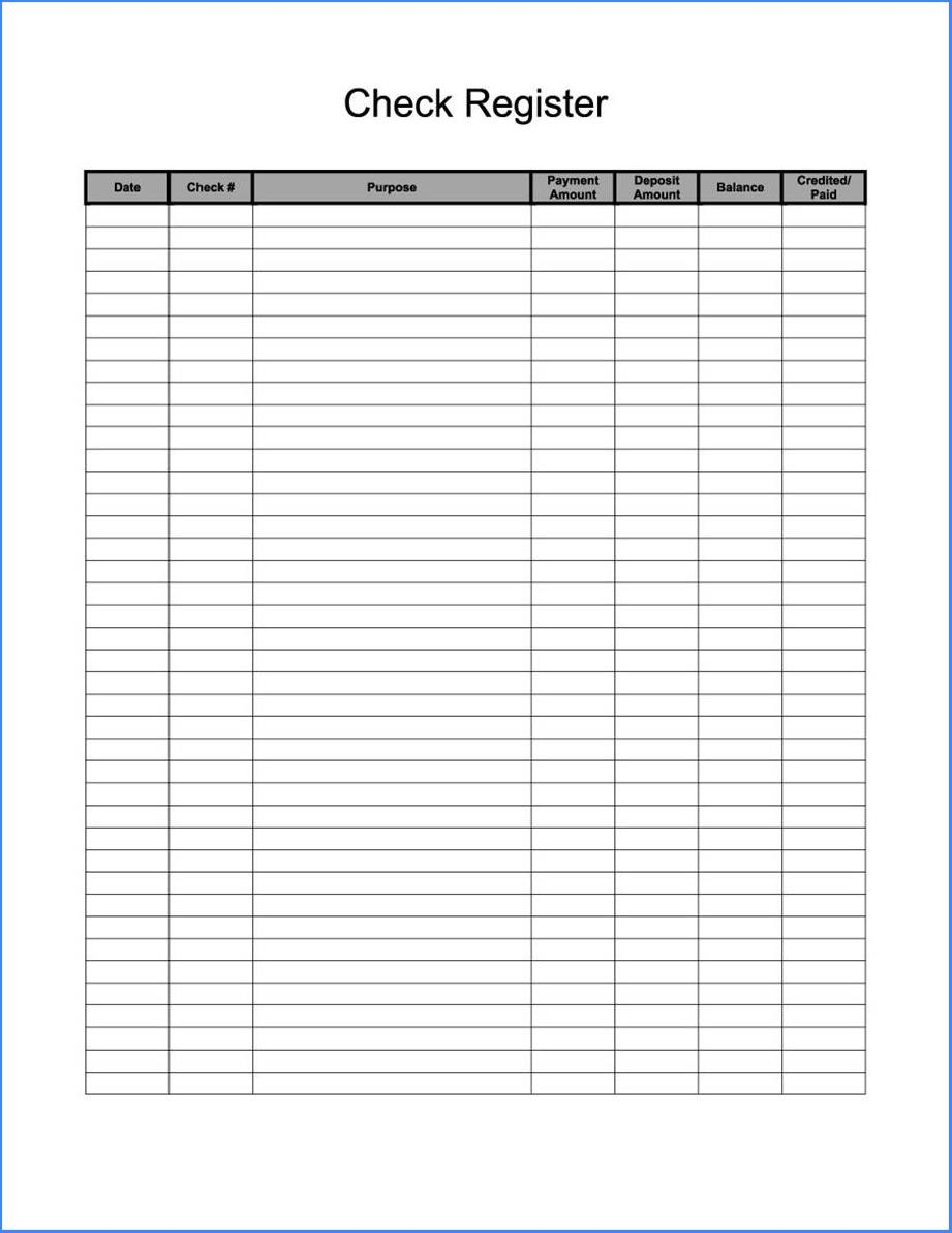 Free Printable Check Register Template Word #1500 - 94Xrocks - Free Printable Checkbook Register