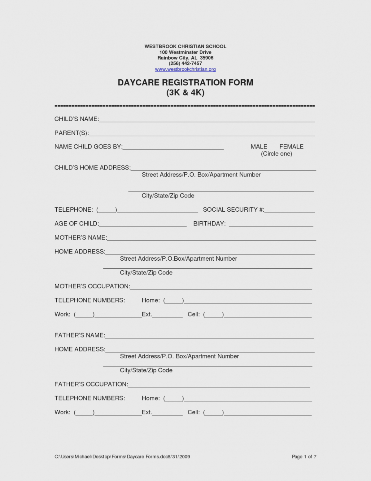 Free Printable Child Care Enrollment Forms Template Greatest - Free Printable Daycare Forms