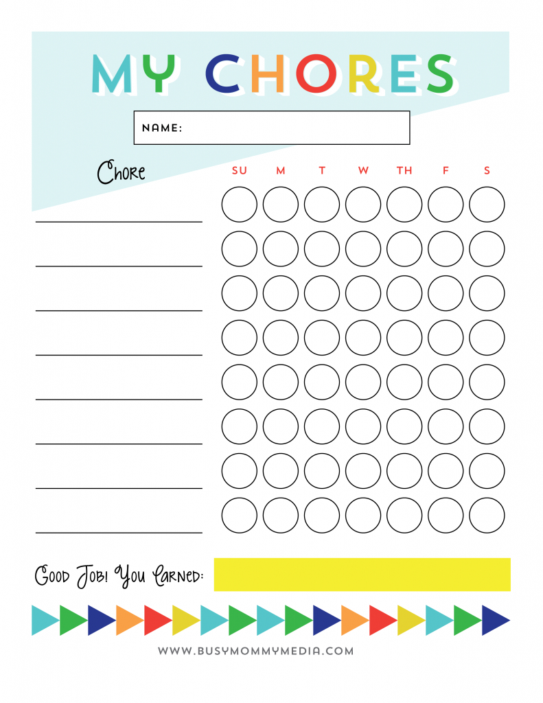 Free Printable - Chore Chart For Kids | Ogt Blogger Friends - Free Printable Chore Charts