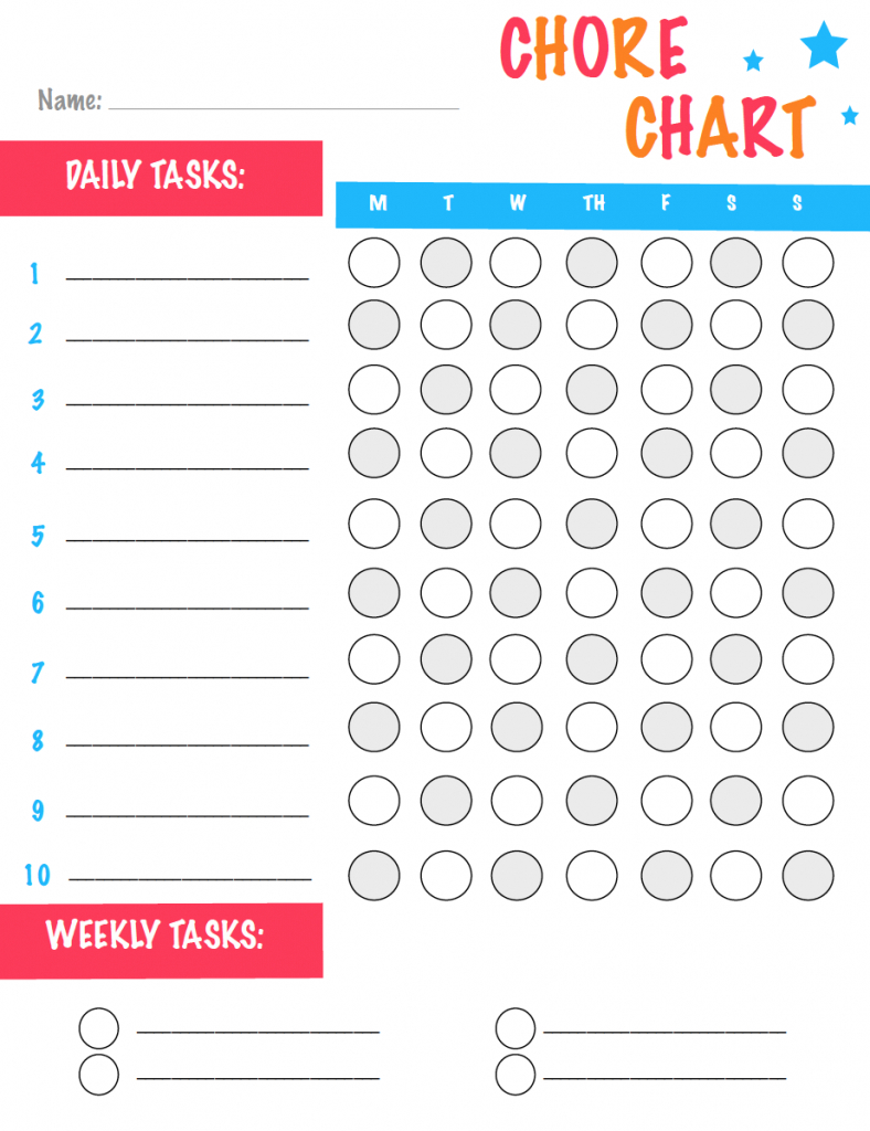 Free Printable Chore Chart - Frugal Fanatic - Chore Chart For Adults Printable Free