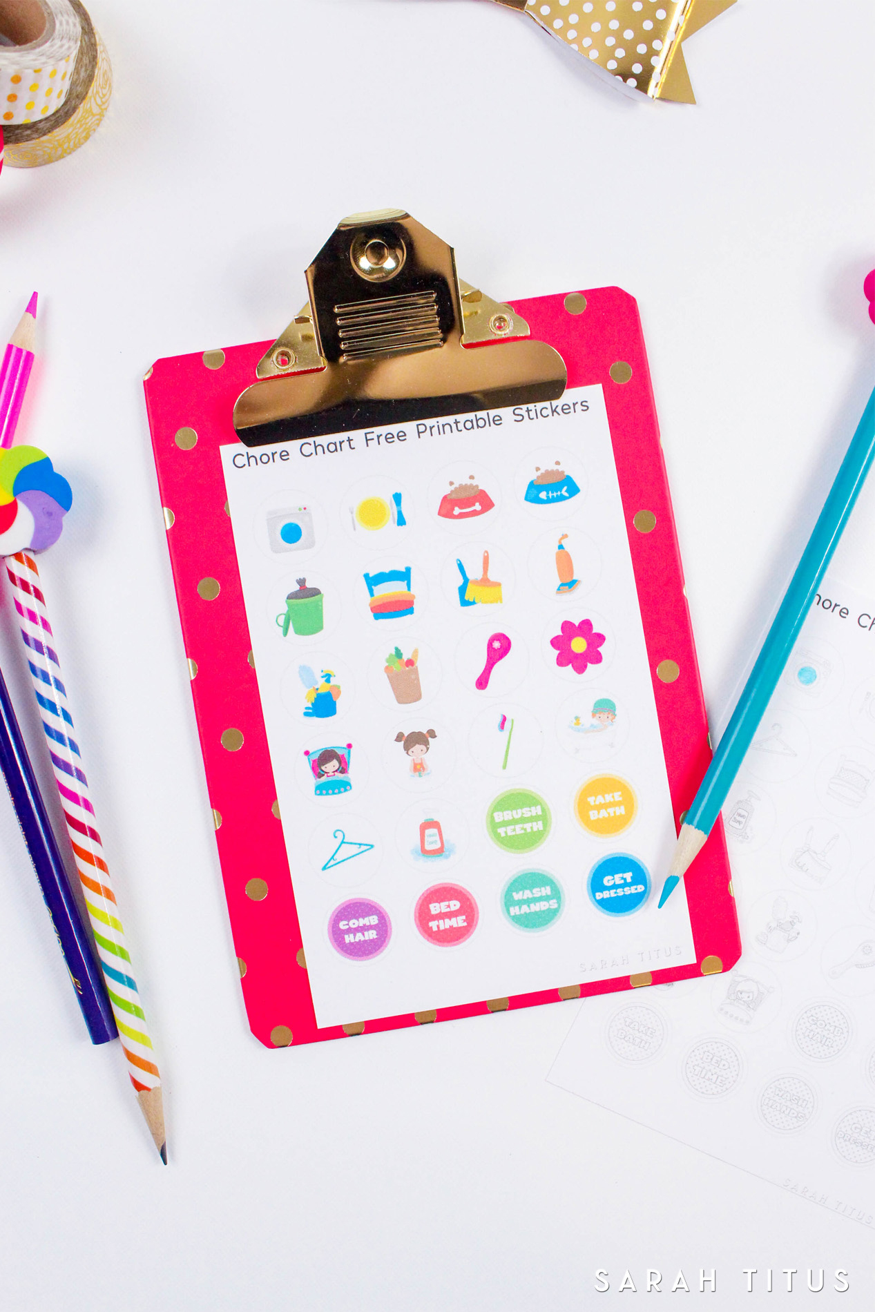 Free Printable Chore Chart Stickers - Sarah Titus - Chore Stickers Free Printable