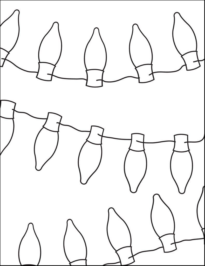 Free Printable Christmas Lights Coloring Page For Kids | Watercolor - Free Printable Christmas Lights Coloring Pages