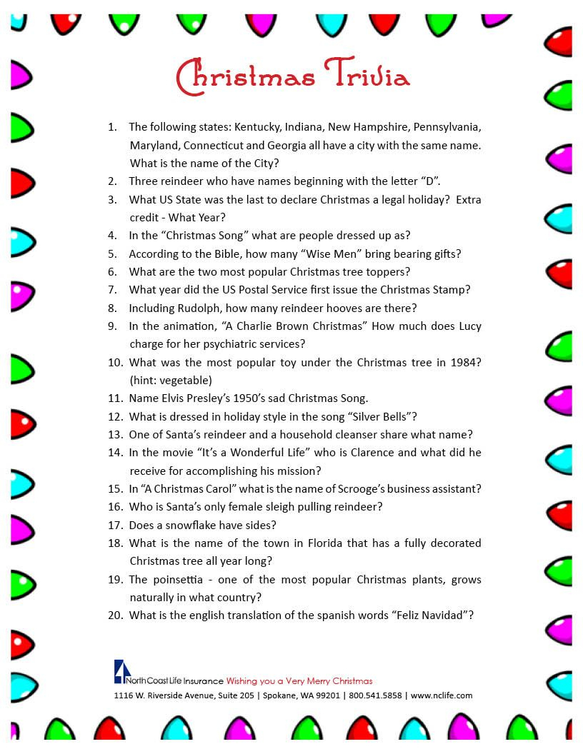 Free Printable Christmas Trivia Questions | Party Ideas | Pinterest - Holiday Office Party Games Free Printable