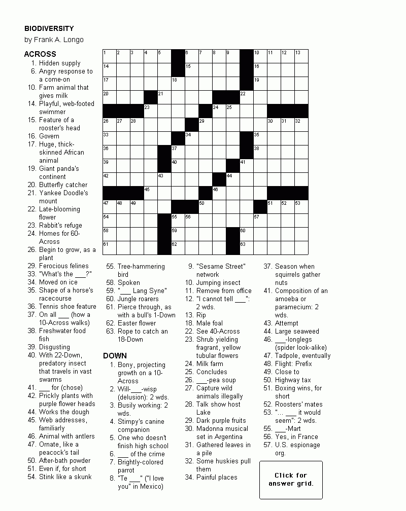 Free Printable Crossword Puzzles Easy Difficulty Crosswords - Free Printable Crosswords Medium