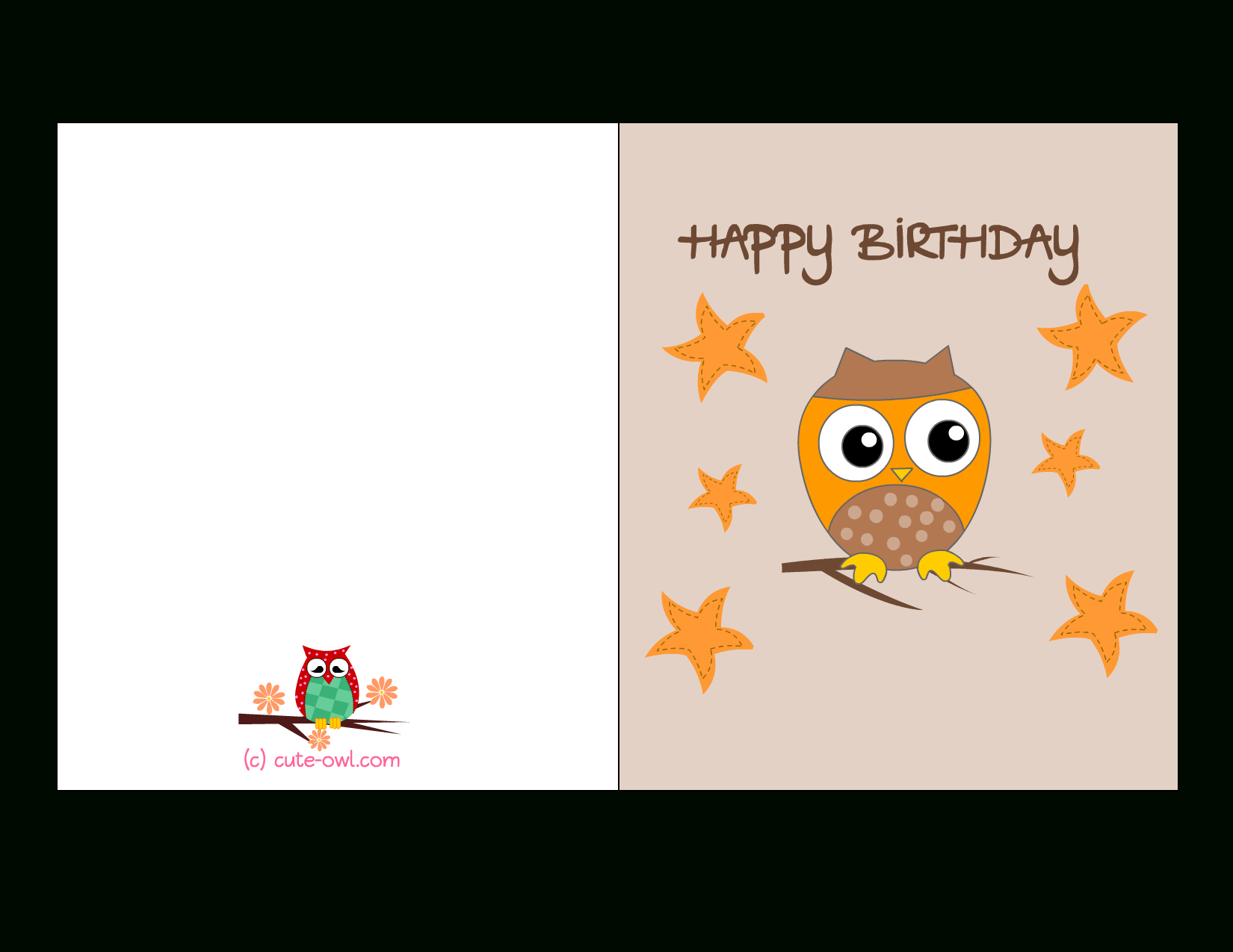 Free Printable Cute Owl Birthday Cards - Free Printable Bday Cards