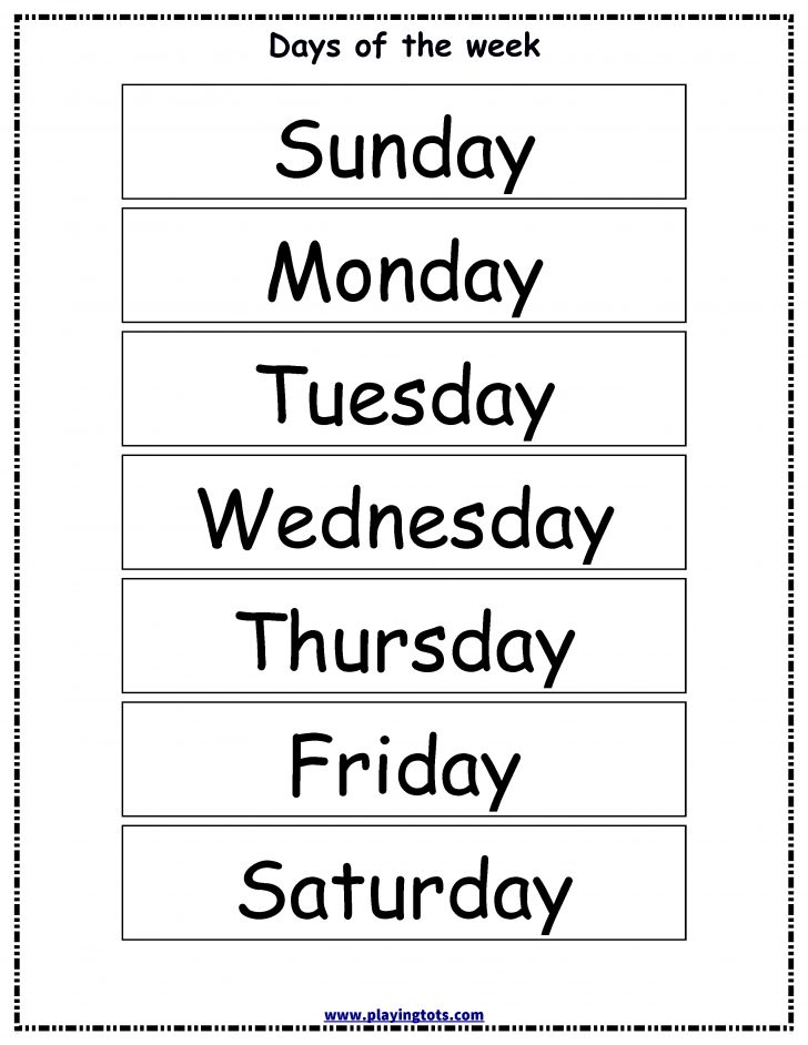 Free Printable Days Of The Week Chart Classroom Ideas Flashcards