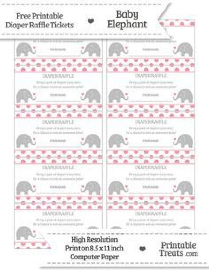 Free Printable Diaper Raffle Tickets Elephant | Free Printable - Free Printable Diaper Raffle Tickets Elephant