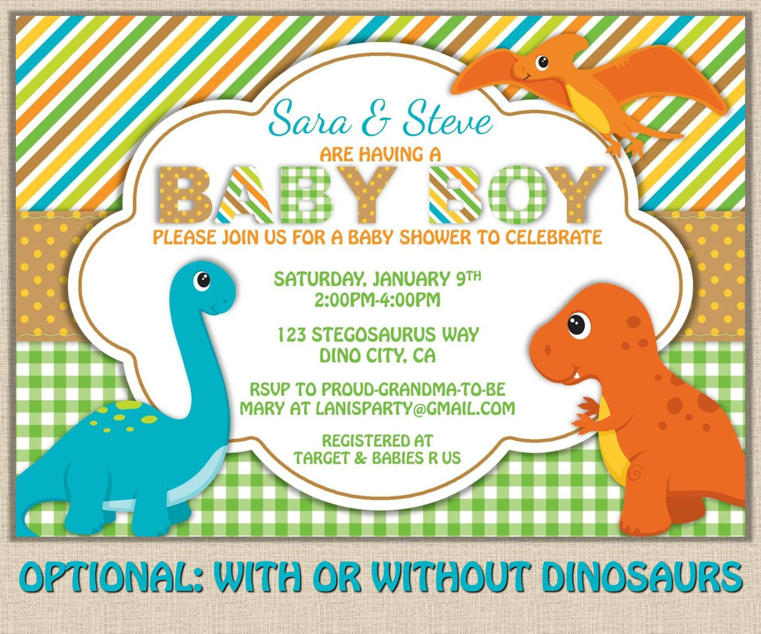 Free Printable Dinosaur Baby Shower Invitation | My Kaden - Free Printable Dinosaur Baby Shower Invitations