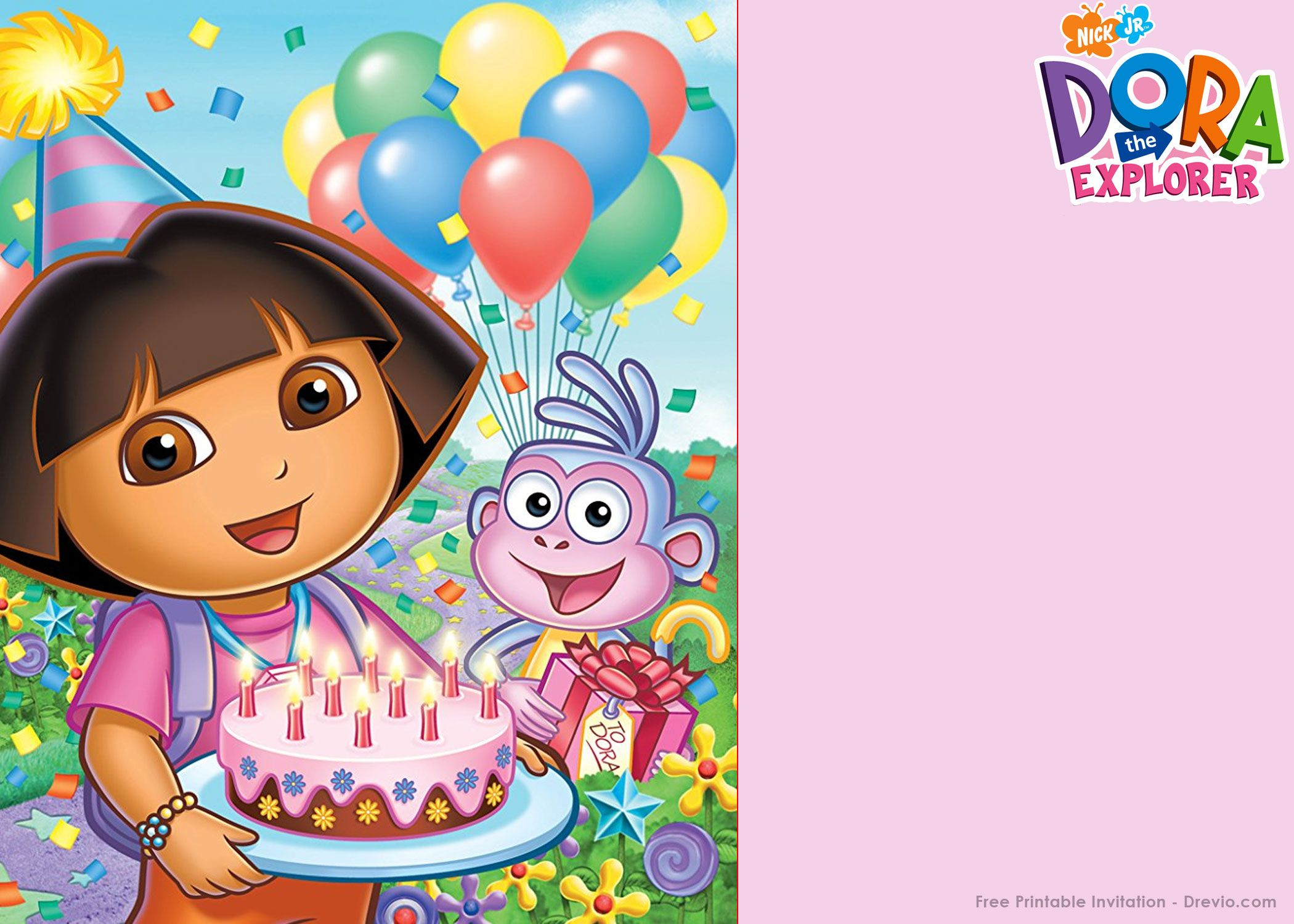 Free Printable Dora The Explorer Party Invitation Template - Dora The Explorer Free Printable Invitations