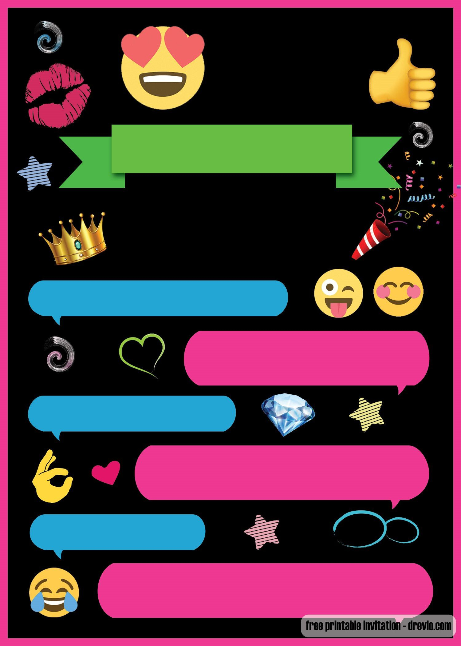Free Printable Emoji Chat Invitation | Q Party | Pinterest | Free - Emoji Invitations Printable Free