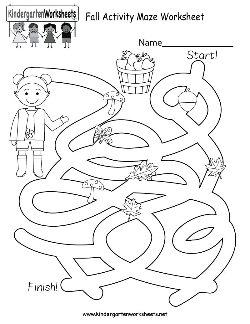 Free Printable Fall Activity Maze Worksheet For Kindergarten - Free Printable Autumn Worksheets