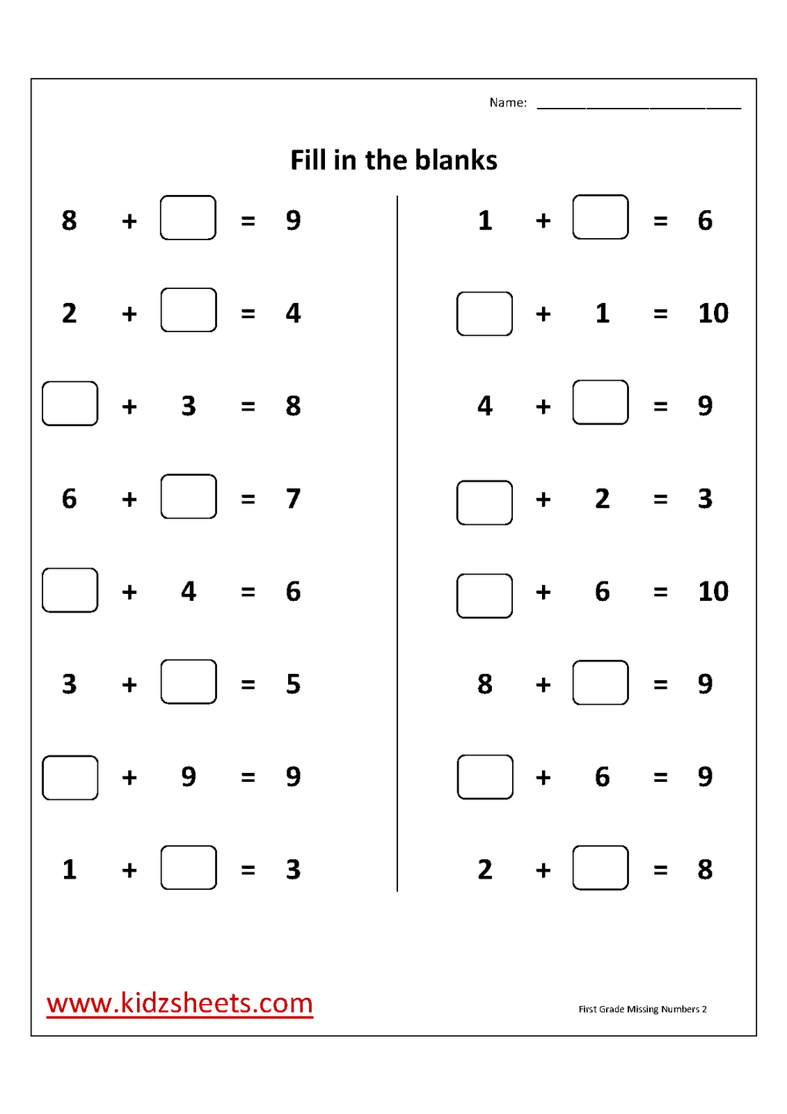 Free Printable &amp;quot;fill-In-The-Blanks&amp;quot; Simple Addition Worksheet | Math - Free Printable Simple Math Worksheets