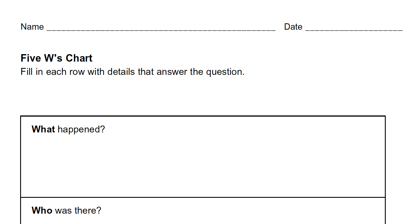 Free Printable &amp;quot;five W&amp;#039;s&amp;quot; Graphic Organizer | Teaching | Pinterest - Free Printable Graphic Organizers