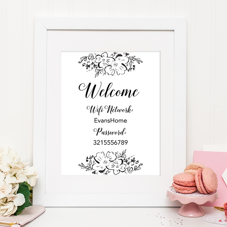 Free Printable Floral Wifi Password Sign En 2019 | Typo Airbnb - Free Printable Wifi Sign