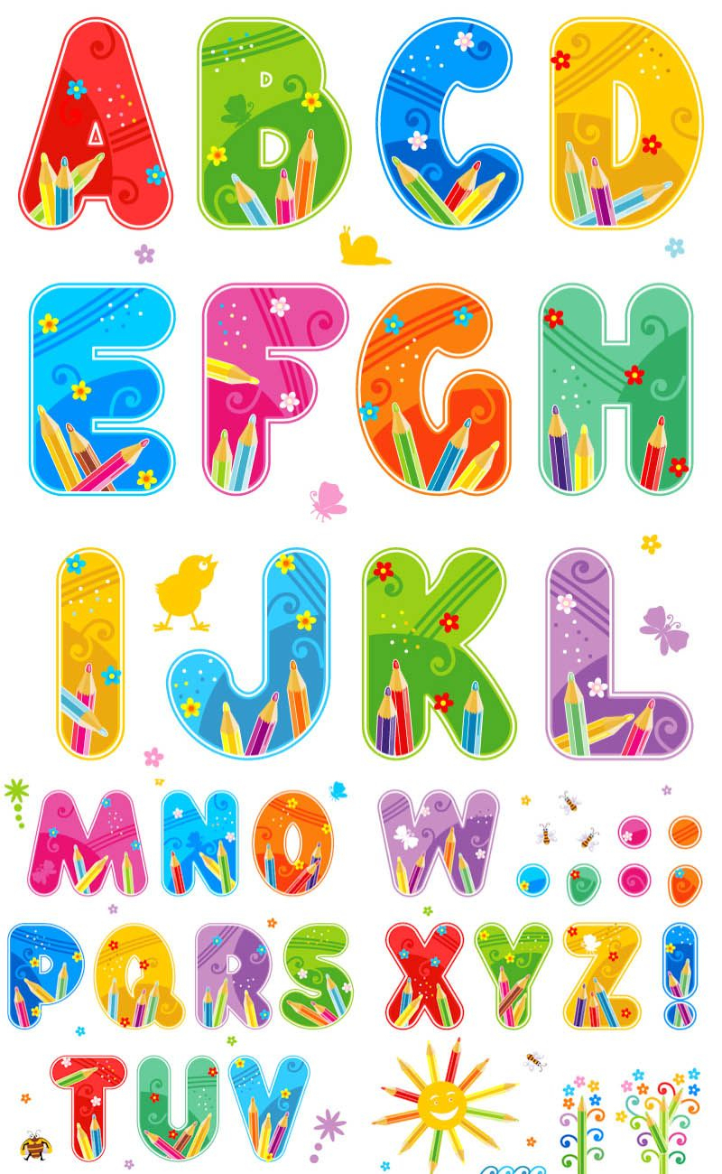Free Printable Funny Alphabet Letters | Summer Alphabet Vector Set - Free Printable Photo Letter Art