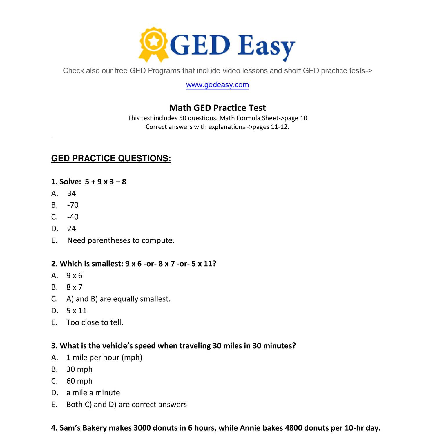 Free Printable Ged Practice Test User Manuals | 2019 Ebook Library - Free Printable Ged Practice Test With Answer Key