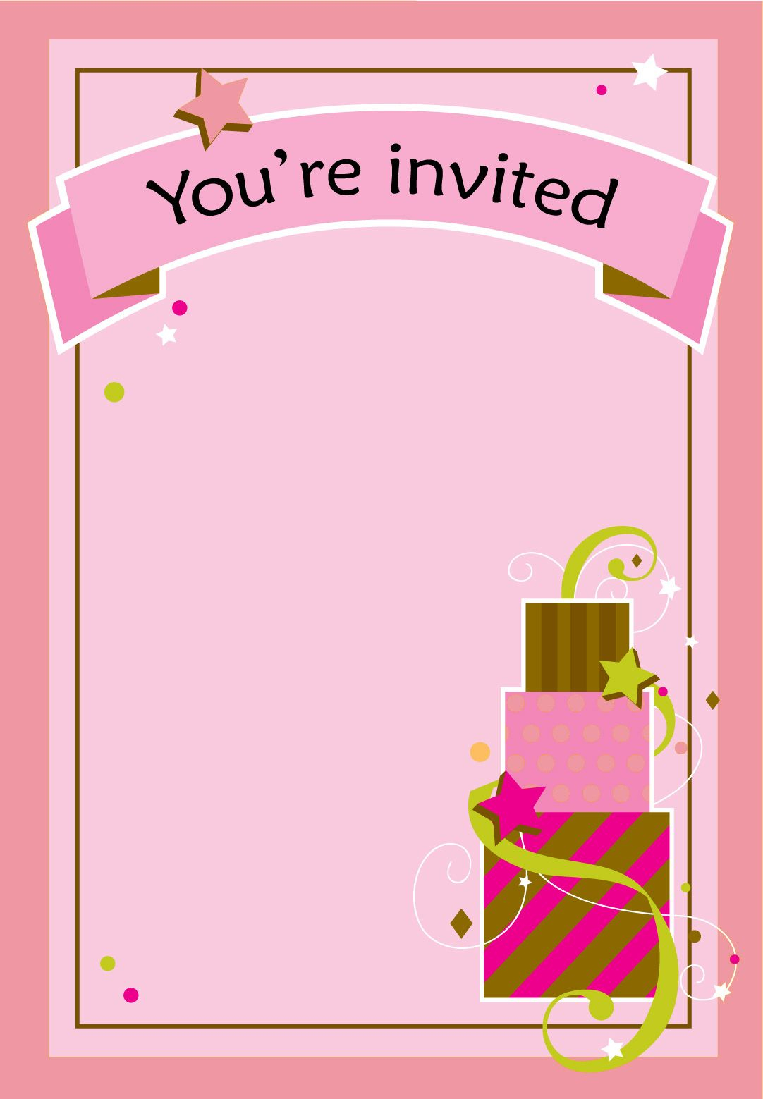 Free Printable Girl Fun Birthday Invitation | Cake &amp;amp; Cupcakes - Free Printable Girl Birthday Invitations