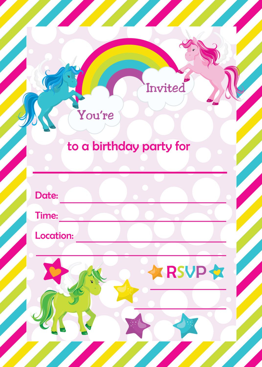 Free Printable Golden Unicorn Birthday Invitation | Serenity&amp;#039;s - Free Printable Unicorn Birthday Invitations
