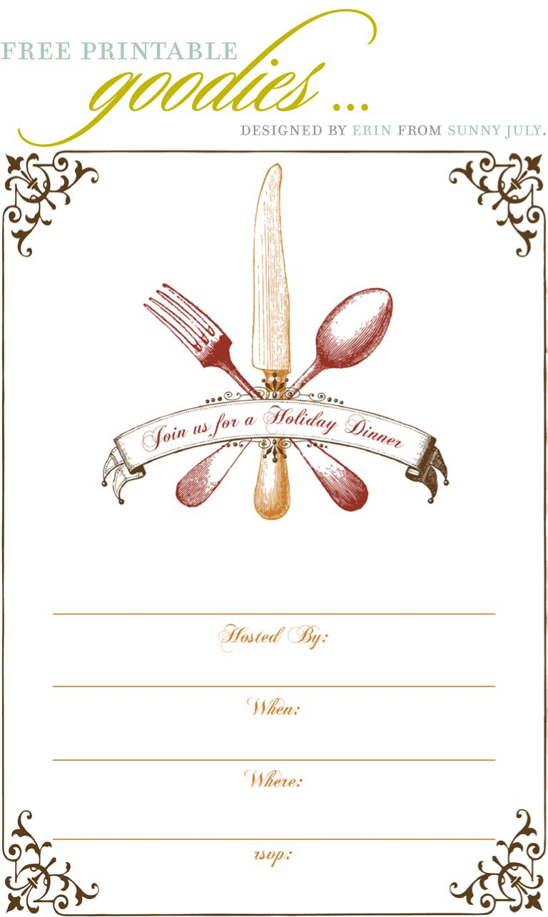 Free Printable Goodies - Sunny July | Holiday Thanksgiving - Christmas Menu Printable Template Free